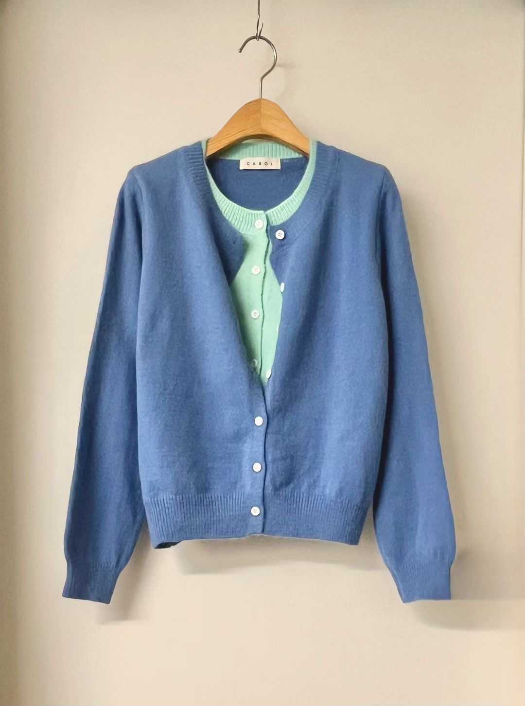 CAROL東大門㊣代購女士新款推薦25秋冬休閑熱賣針織衫假兩件CAROL針織衫