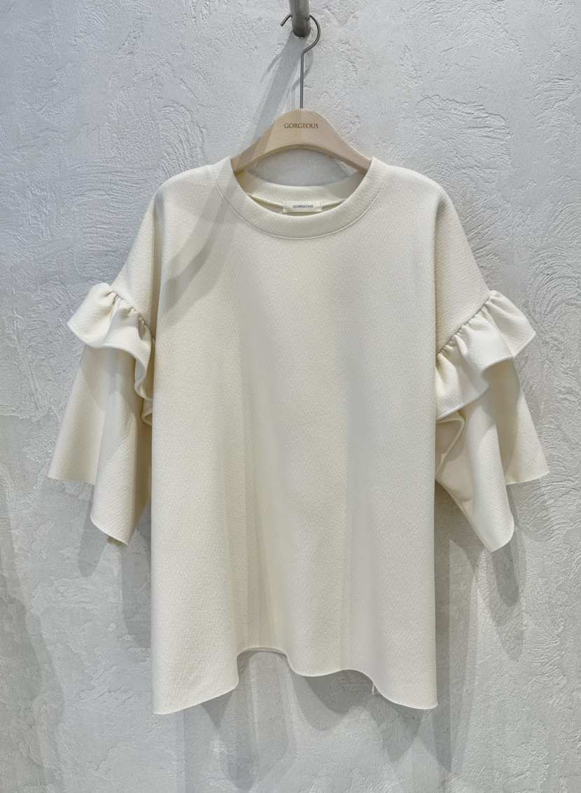 GORGEOUS韓國直郵㊣女裝新品職業休閑推薦時尚長袖T恤褶皺雙層GORGEOUS長袖T恤