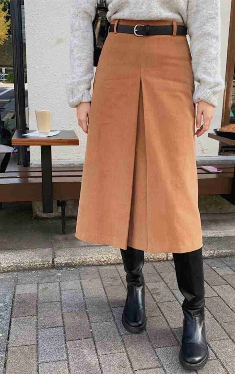 CAROL韓國代購㊣女裝新款人氣職業25秋冬真品休閑長裙不含腰帶CAROL長裙