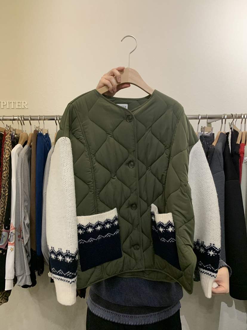 JUPITER東大門㊣實拍女裝新款熱賣休閑人氣推薦短款棉服絎縫JUPITER短款棉服