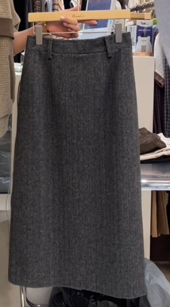 BOUND.A東大門㊣代購女士新款時尚熱賣休閑長裙羊毛人字紋BOUND.A長裙