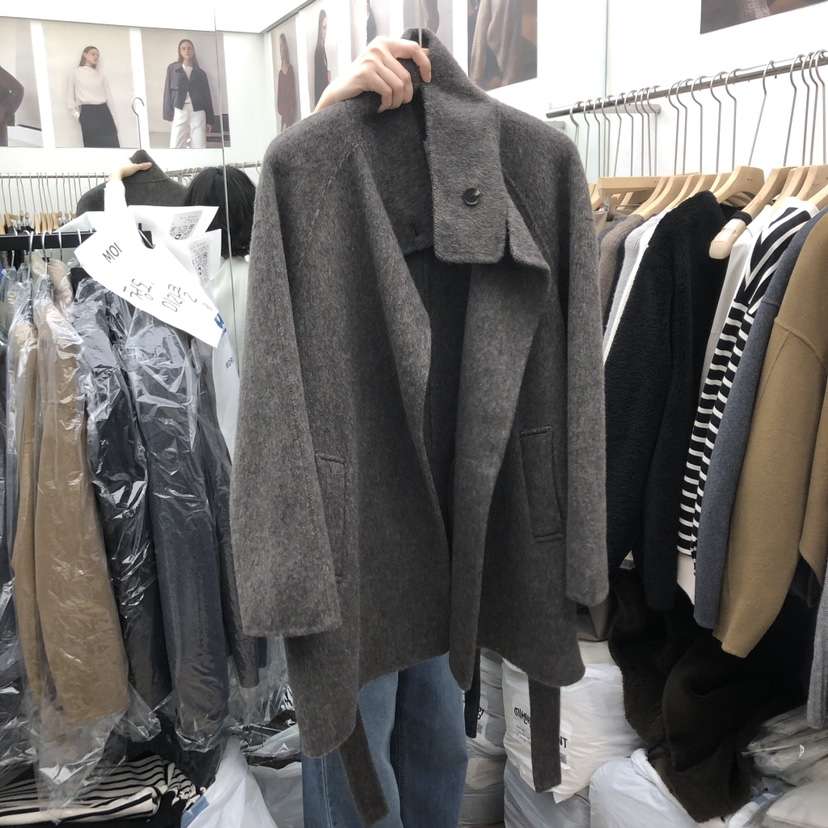 MOI-A東大門㊣實拍女士新款休閑職業真品短款大衣手工高領MOI-A短款大衣