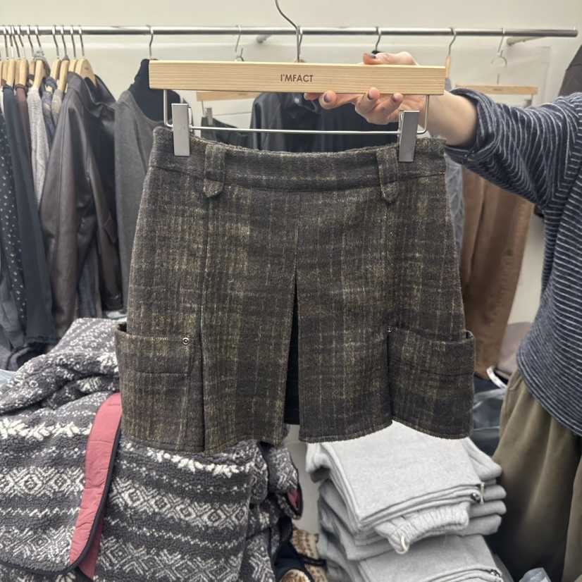 I MFACT韓國直郵㊣女裝新款熱賣25秋冬人氣職業裙褲羊毛格紋I MFACT裙褲