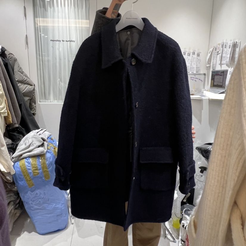 MONDAY TO SUNDAY東大門㊣直郵女裝新款時尚中長款大衣手工編織可拆卸粗花呢MONDAY TO SUNDAY中長款大衣