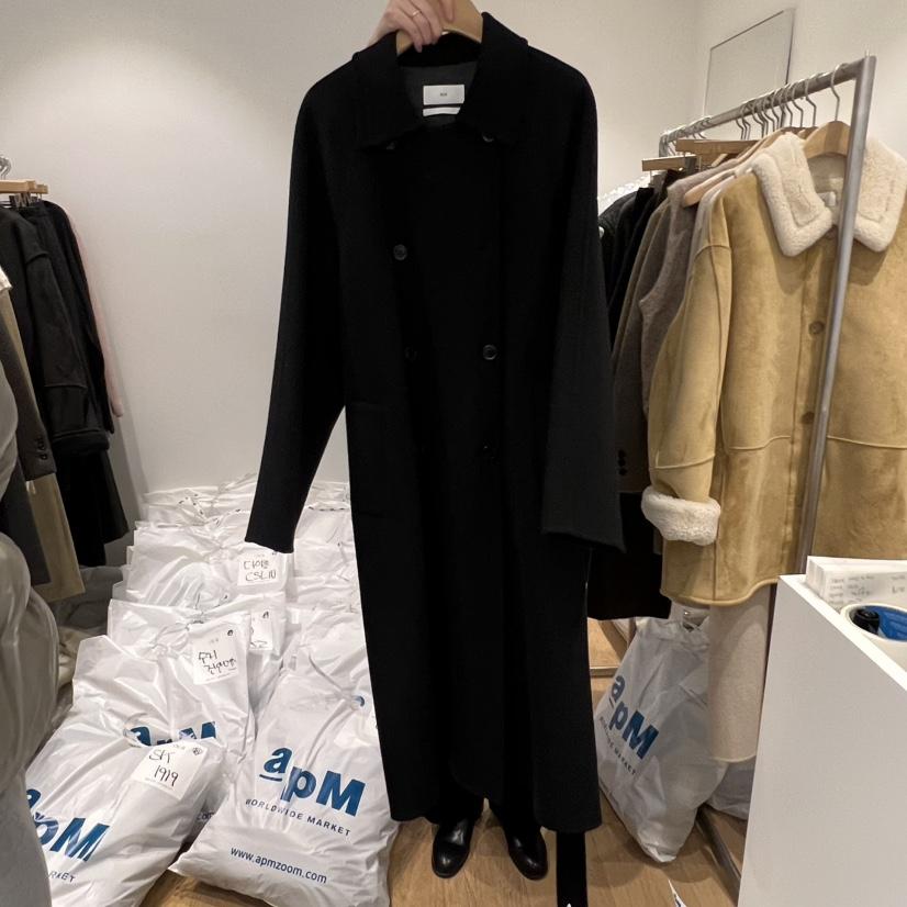 OUR-A韓國代購㊣女裝新品25秋冬熱賣休閑中長款大衣手工制作OUR/NOVAE中長款大衣