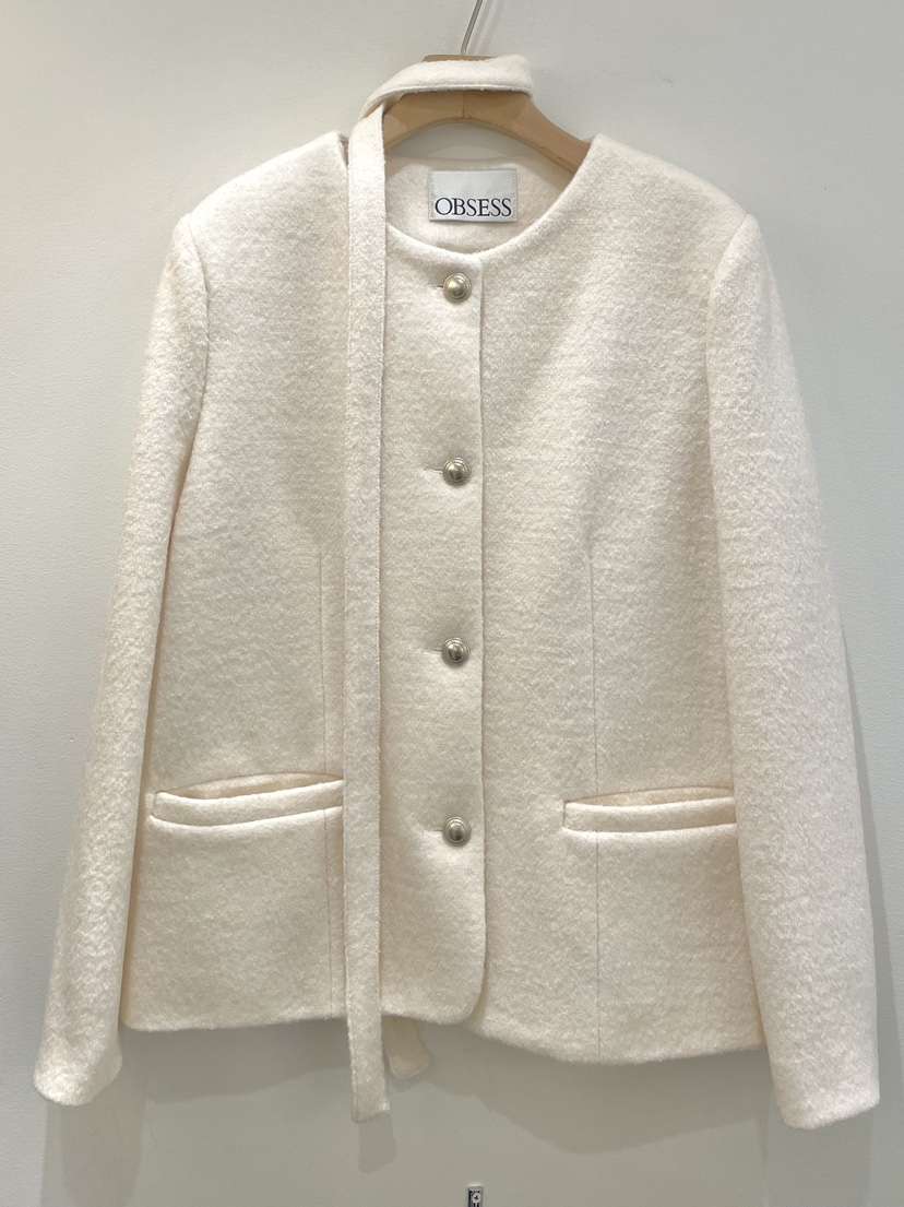 OBSESS韓國代購㊣女士新款熱賣真品時尚25秋冬夾克含脖帶羊毛OBSESS/EARLY BIRD夾克
