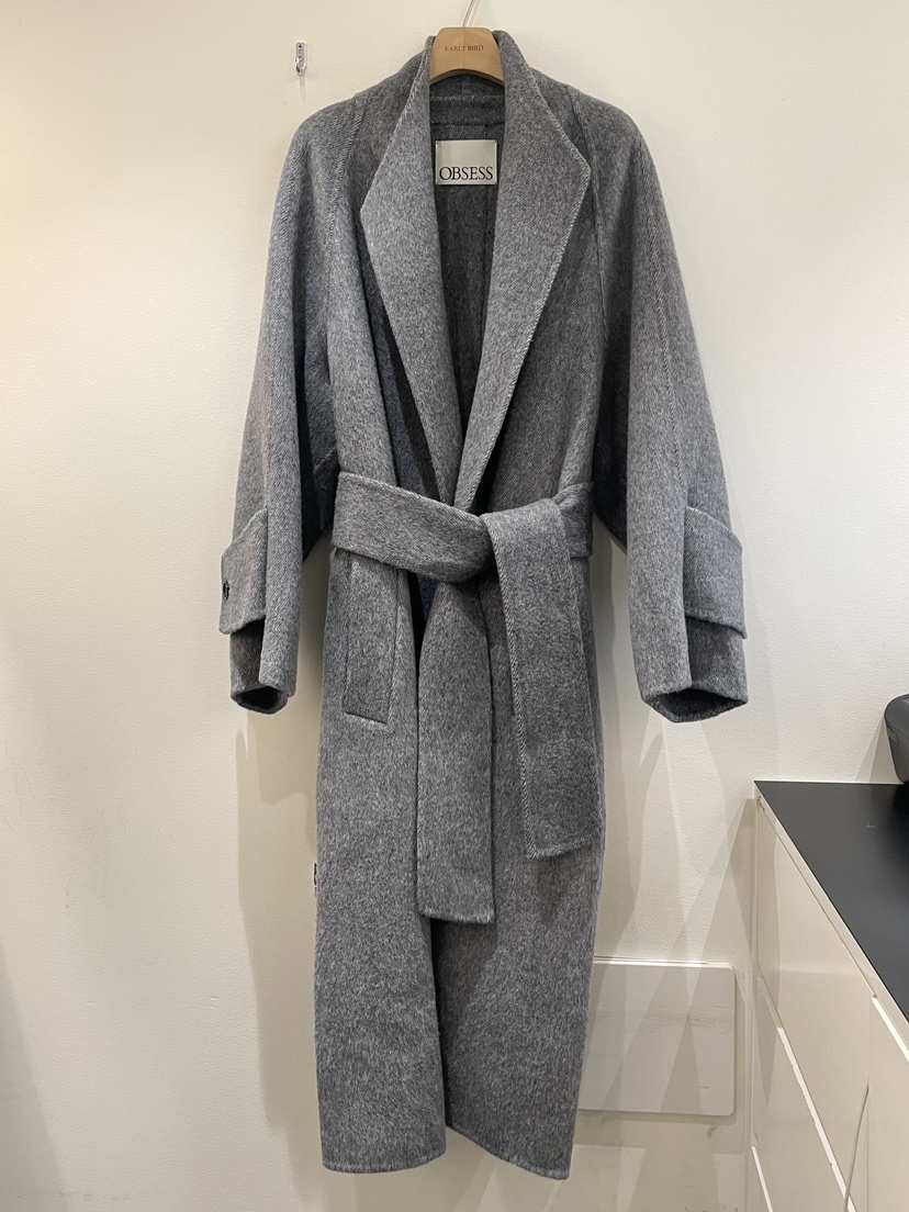 OBSESS東大門㊣代購女裝新品休閑時尚中長款大衣含腰帶手工OBSESS/EARLY BIRD中長款大衣