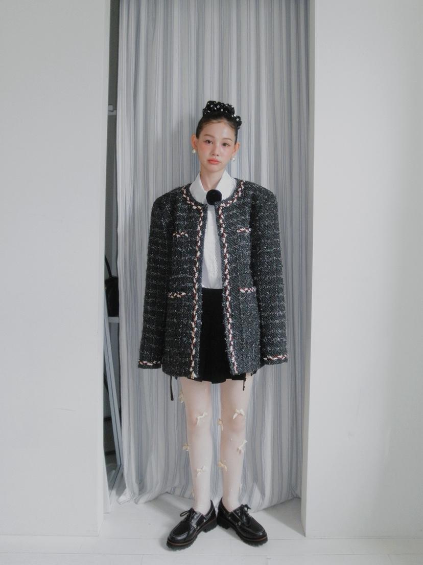 JKICHI東大門㊣直郵女士新品休閑職業時尚推薦夾克粗花呢混紡JKICHI夾克