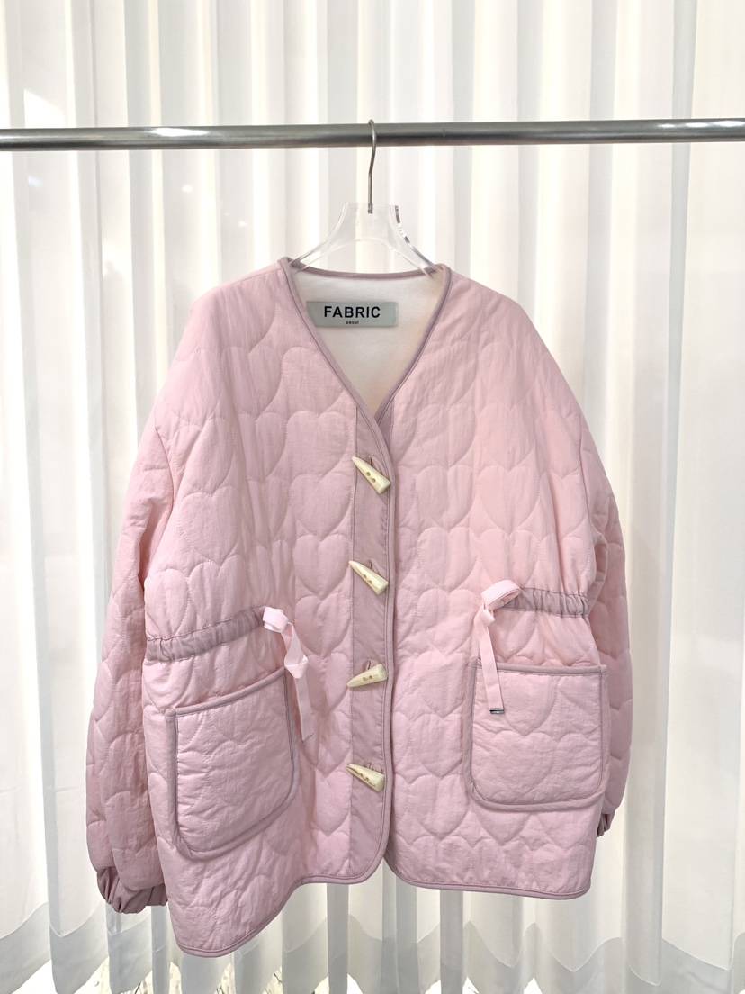 FABRIC韓國直郵㊣女士新款25秋冬休閑短款棉服心形絎縫jp棉FABRIC短款棉服