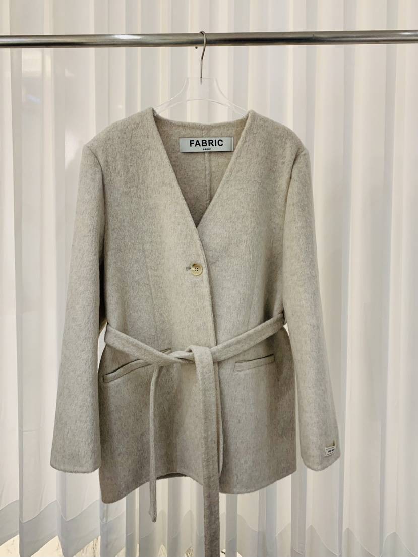 FABRIC韓國代購㊣女裝新品25秋冬熱賣職業推薦短款大衣含腰帶FABRIC短款大衣