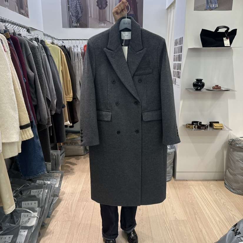 REIRAI東大門㊣直郵女士新品真品休閑職業時尚中長款大衣羊毛Reirai中長款大衣