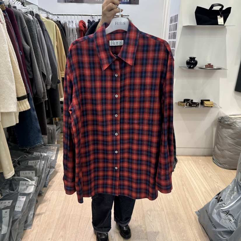 REIRAI東大門㊣代購女裝新款休閑人氣推薦熱賣襯衫蕾絲衫格子Reirai襯衫/蕾絲衫