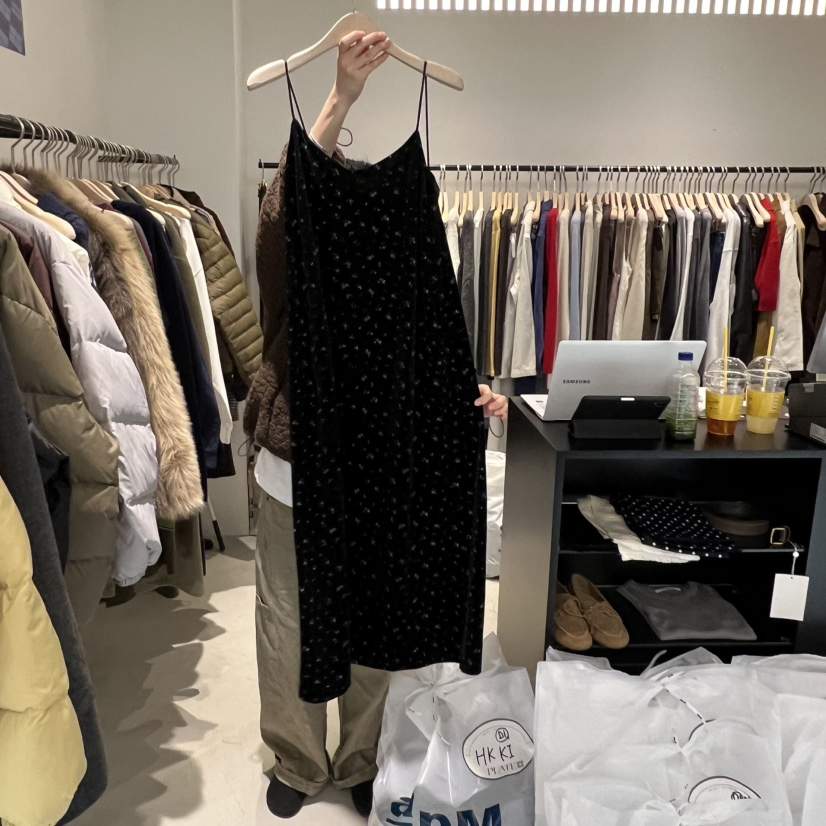 PLATE東大門㊣實拍女士新款推薦熱賣休閑職業真品連衣裙絲絨PLATE連衣裙