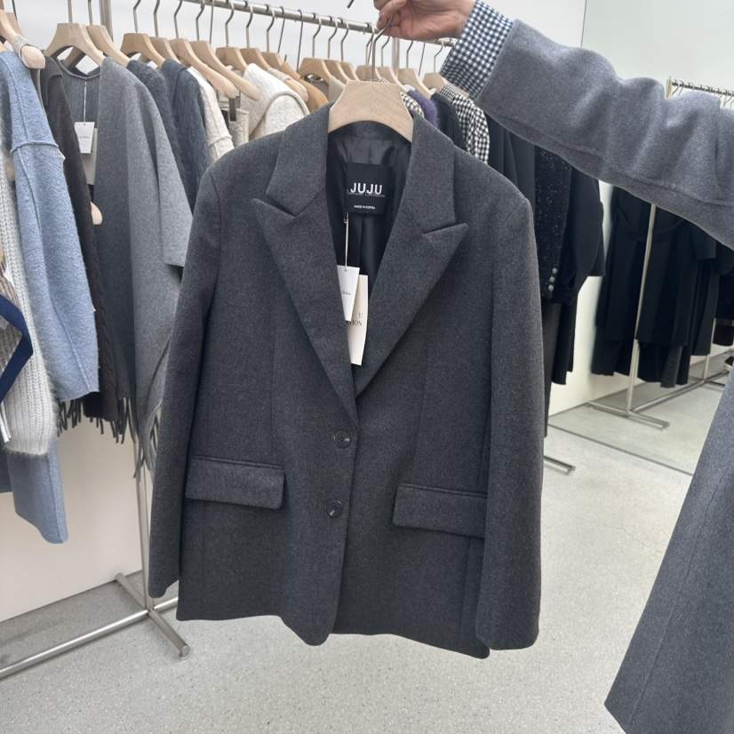 JUJU韓國代購㊣女裝新品時尚休閑25秋冬推薦熱賣真品短款大衣JUJU短款大衣