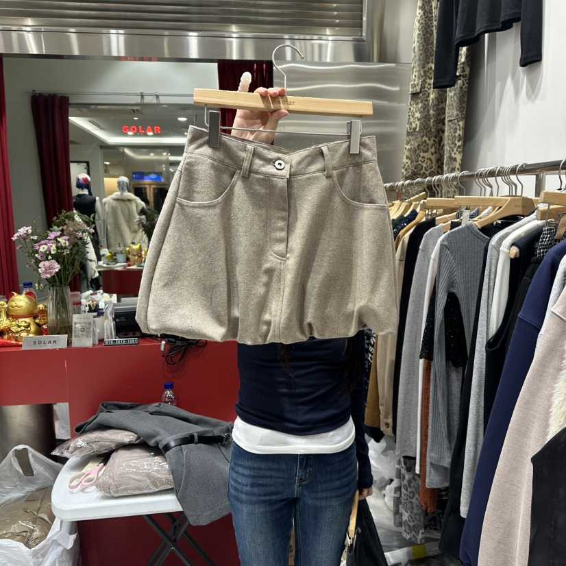 SOLAR東大門㊣代購女裝新款時尚真品休閑推薦職業熱賣短裙羊毛SOLAR短裙