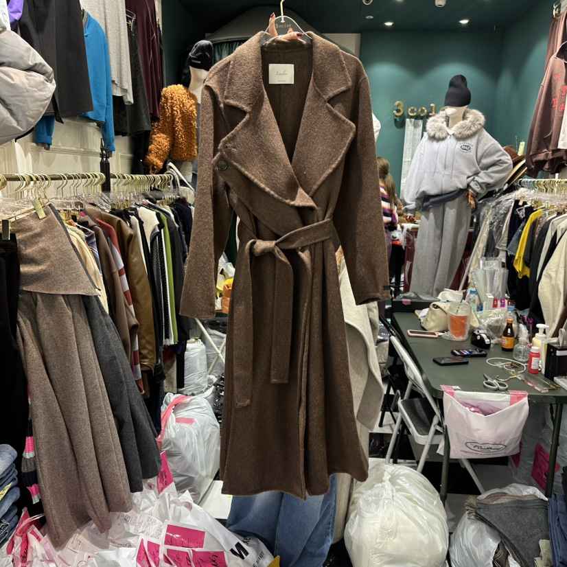 3COLOR東大門㊣直郵女士新品人氣長款風衣含腰帶手工披肩Three color長款風衣