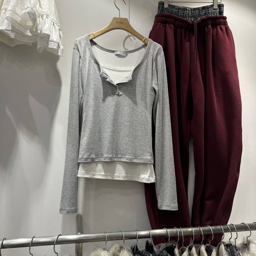 SOLAR韓國代購㊣女士新款職業推薦休閑25秋冬真品人氣長袖T恤SOLAR長袖T恤