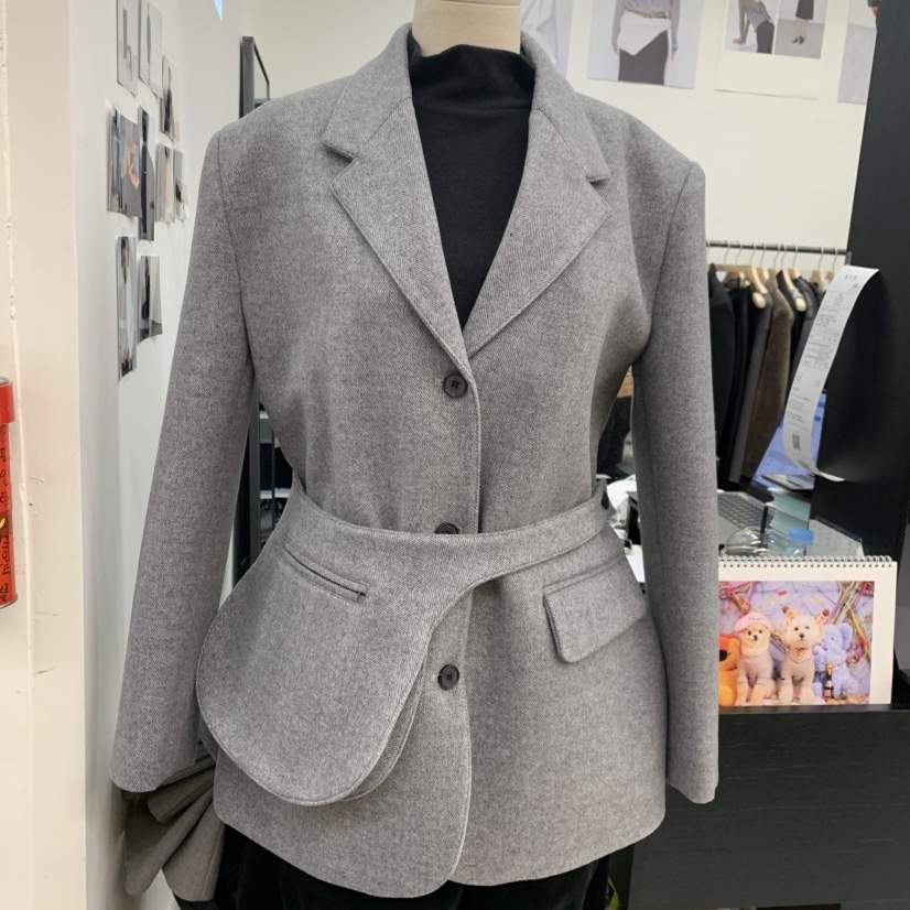 RECOVER韓國代購㊣女士新品真品推薦人氣夾克人字紋含小包腰帶RECOVER/MOMENT夾克