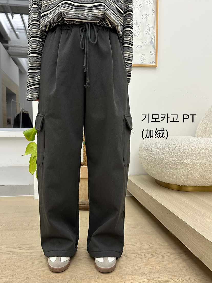 BUT東大門㊣直郵女士新品時尚熱賣25秋冬休閑褲工裝褲加絨抓絨button休閑褲