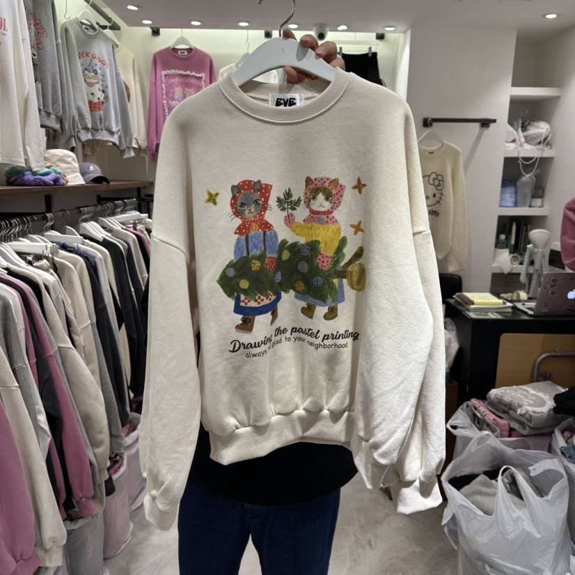 EVE東大門㊣實拍女裝新品熱賣休閑25秋冬真品推薦人氣衛衣加絨EVE衛衣