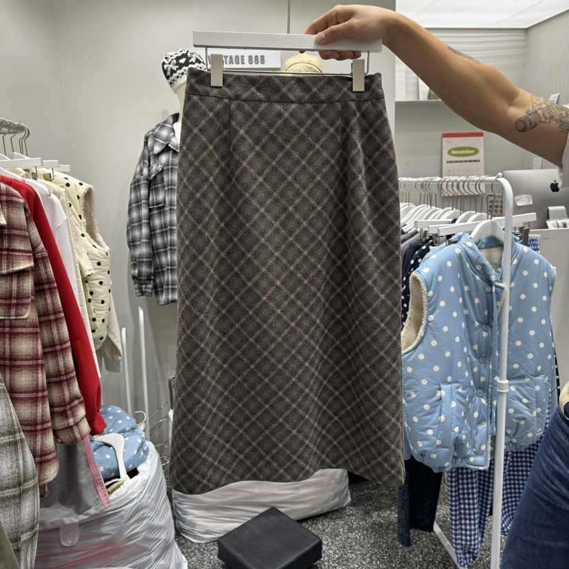 VINTAGE 888韓國代購㊣女裝新款時尚推薦職業25秋冬休閑長裙VINTAGE888/TRIPLE EIGHT長裙