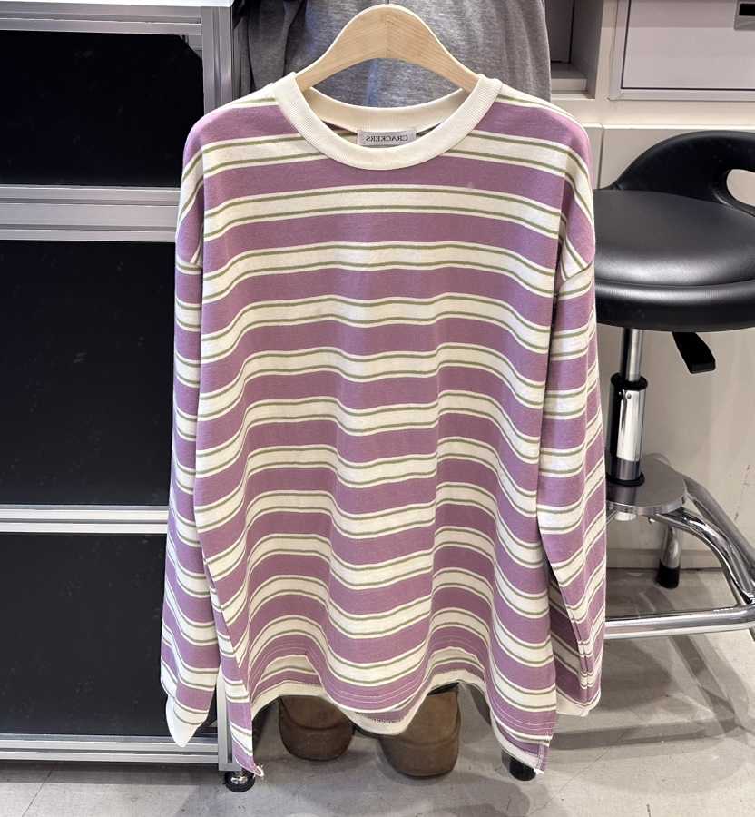 CRACKERS韓國代購㊣女裝新款熱賣人氣真品休閑25秋冬長袖T恤條紋CRACKERS長袖T恤