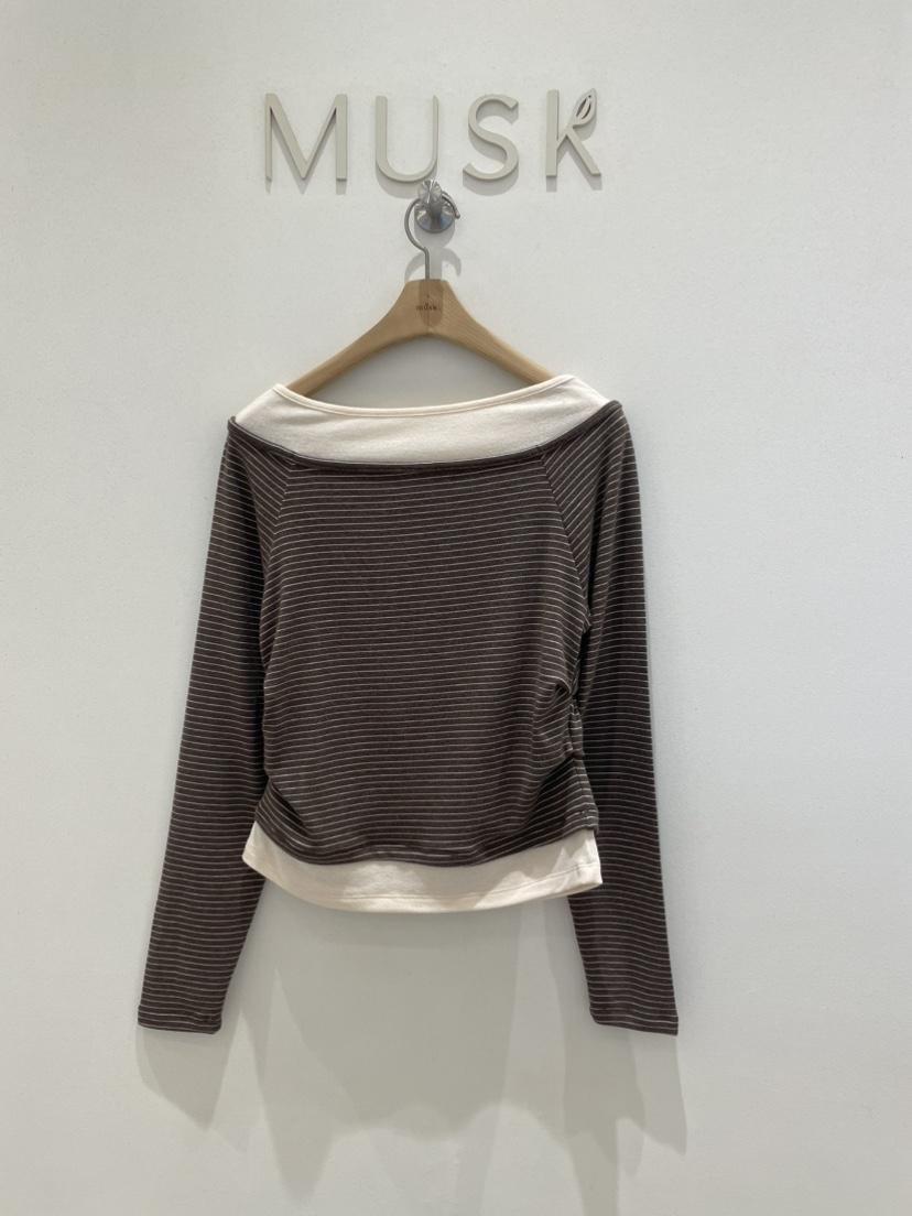 MUSK東大門㊣代購女裝新款推薦熱賣25秋冬職業人氣時尚長袖T恤MUSK長袖T恤