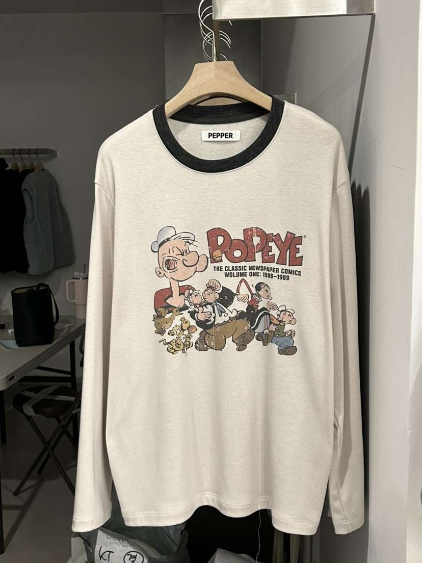 PEPPER-L韓國直郵㊣女裝新款推薦真品長袖T恤大力水手加絨PEPPER長袖T恤