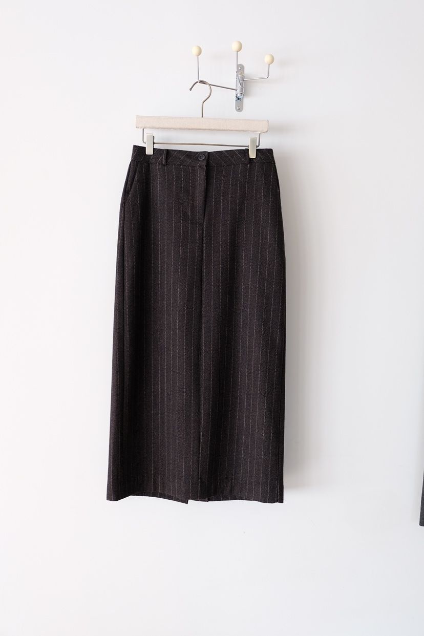 SORBET韓國代購㊣女士新品熱賣推薦25秋冬休閑職業長裙條紋SORBET/flat white長裙