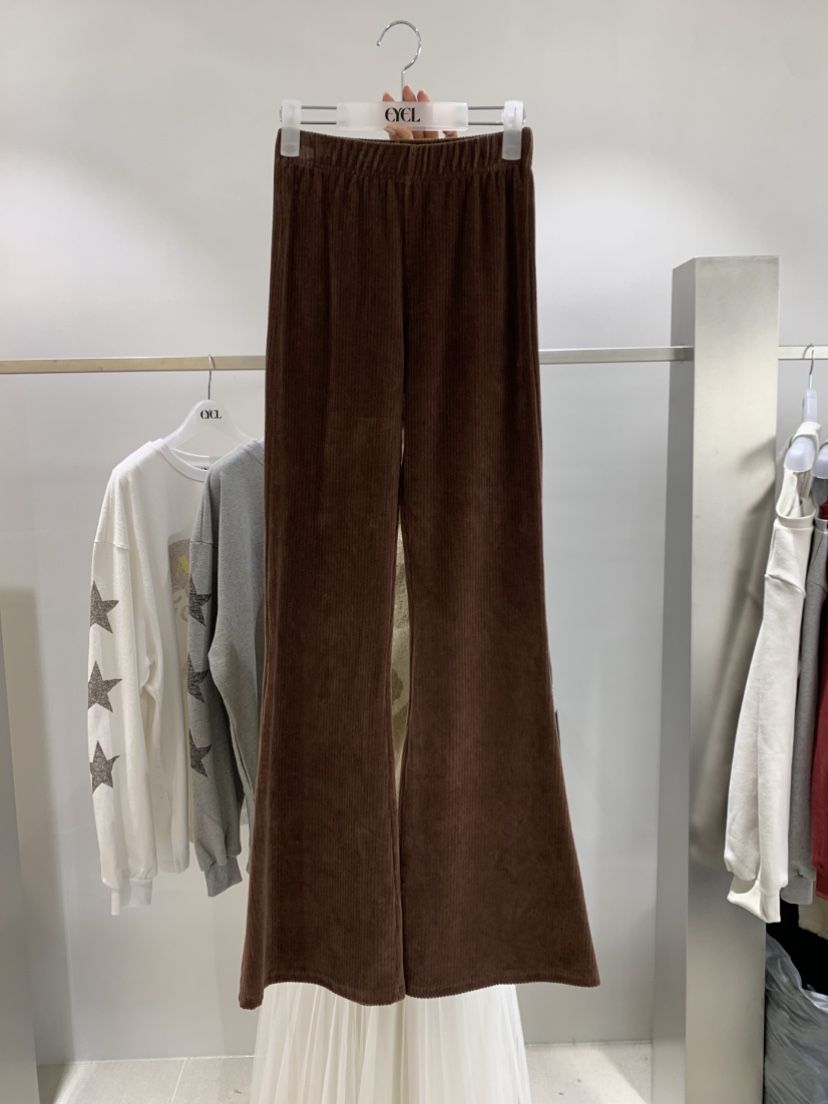 EYEL韓國代購㊣女士新款休閑熱賣職業時尚25秋冬休閑褲喇叭絲絨EYEL休閑褲