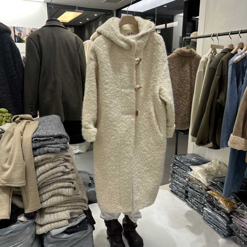 AURA東大門㊣代購女裝新品熱賣25秋冬休閑職業人氣中長款大衣Au ra中長款大衣