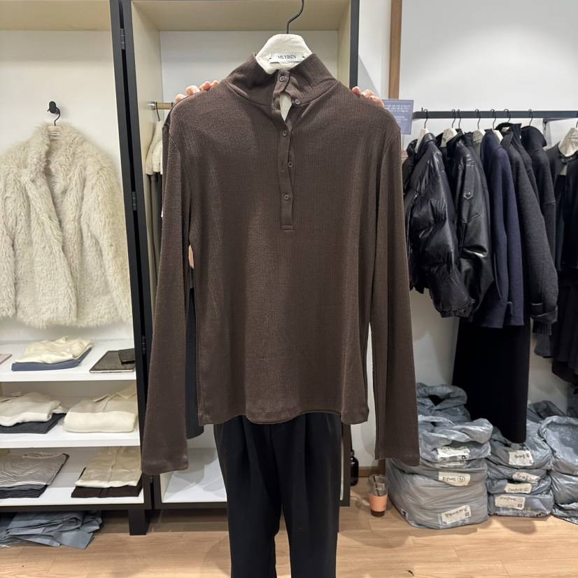 MUYBIEN韓國代購㊣女士新品人氣時尚職業推薦25秋冬長袖T恤天絲MUYBIEN長袖T恤