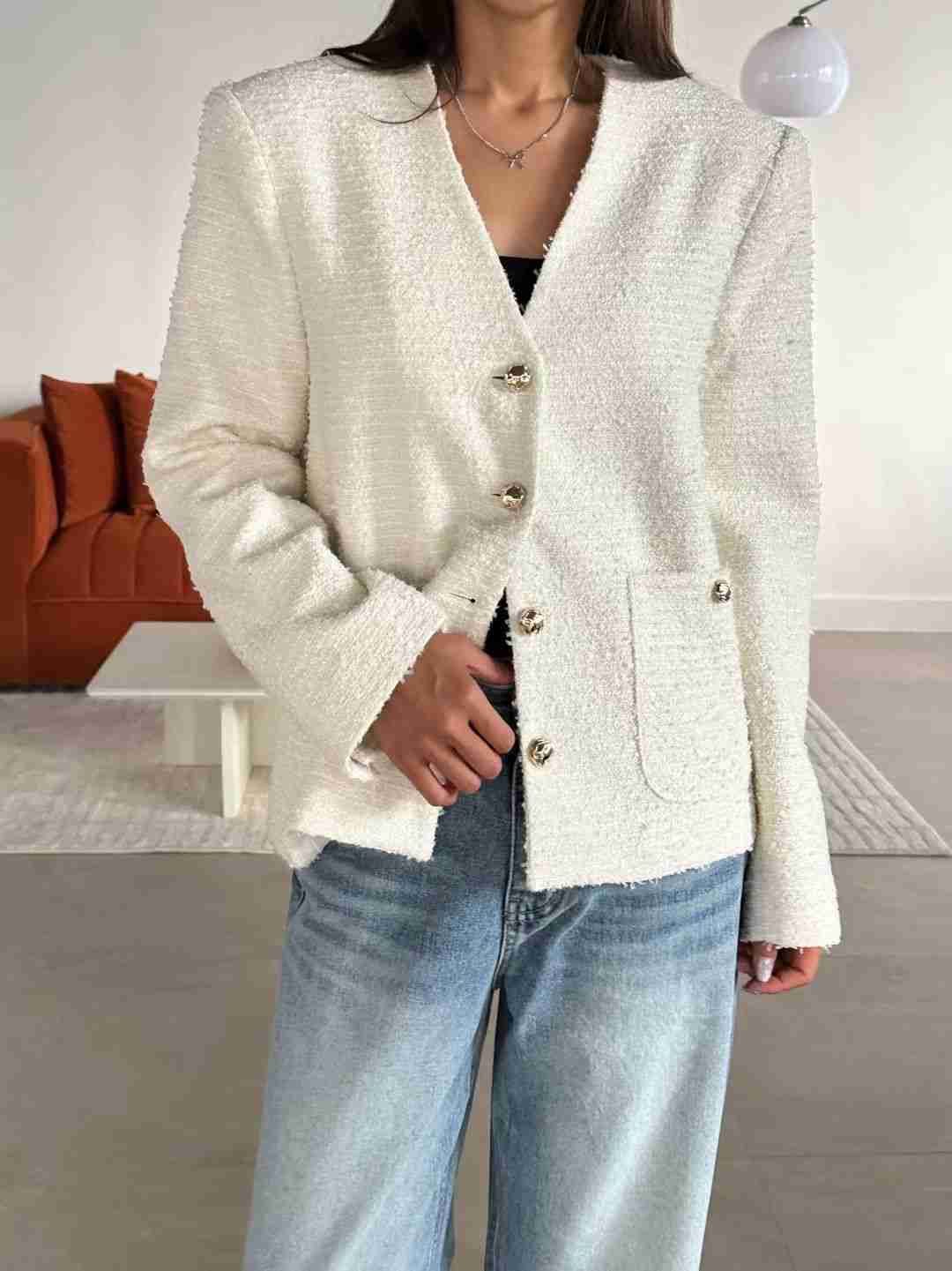 FAVOR韓國直郵㊣女士新款25秋冬熱賣時尚推薦休閑人氣夾克花呢ARRICCHISI夾克