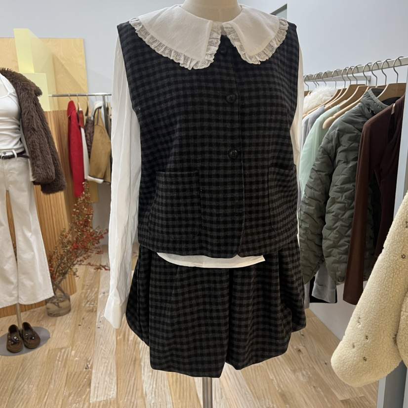 THEPLAN韓國代購㊣女裝新款熱賣推薦職業馬甲不含內搭羊毛格紋THE PLAN馬甲