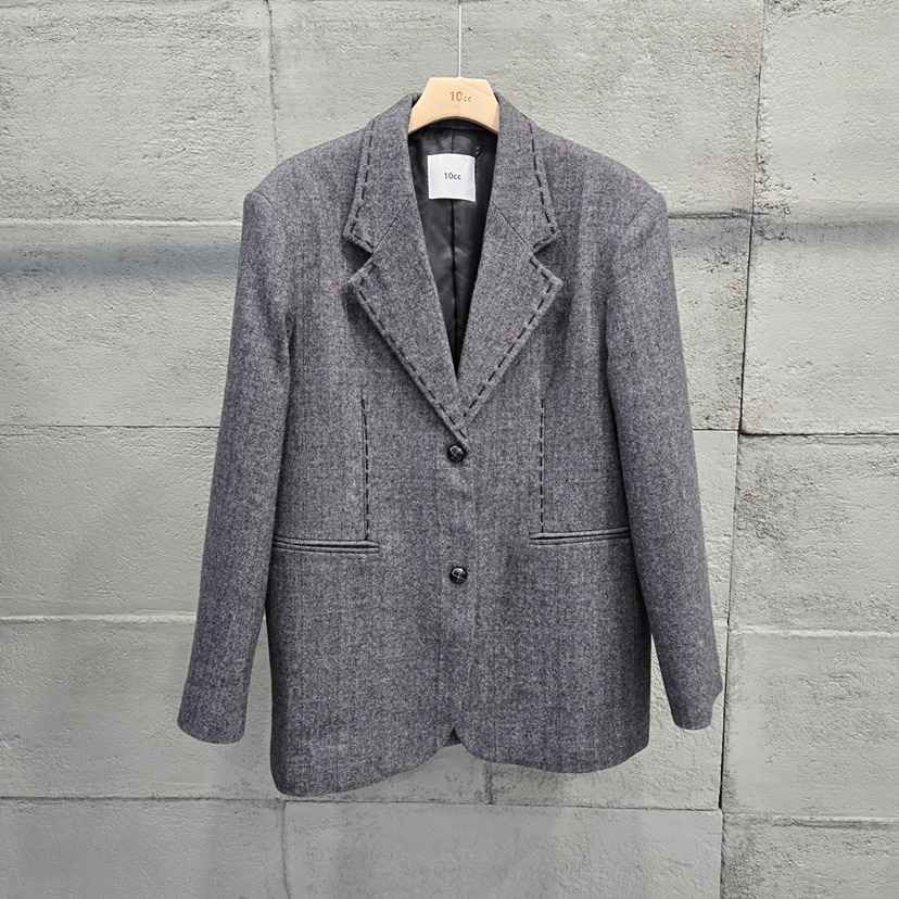 10CC東大門㊣實拍女裝新款25秋冬熱賣人氣推薦休閑夾克人字紋10CC夾克