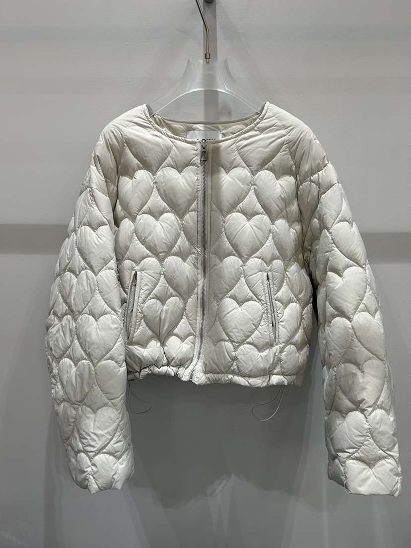 LOOKK韓國代購㊣女士新品休閑人氣推薦短款棉服心形絎縫鴨絨LOOKK短款棉服