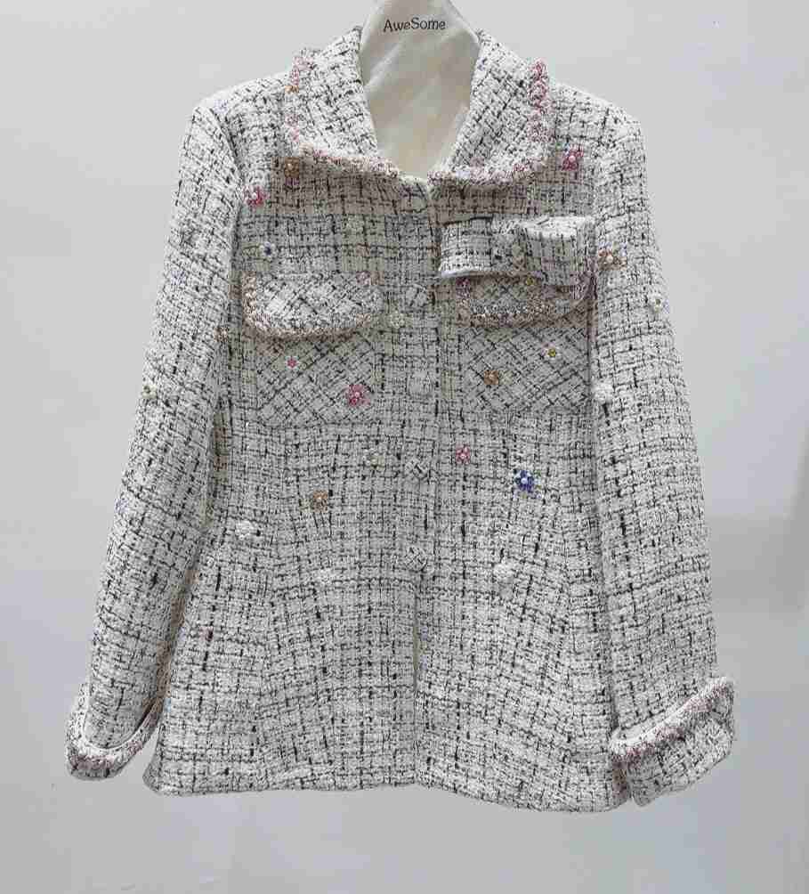 AWESOME-P韓國代購㊣女裝新品25秋冬熱賣職業人氣夾克粗花呢AWESOME-P夾克