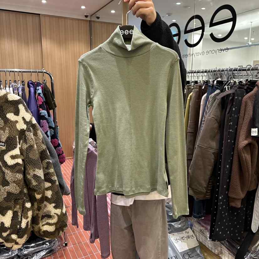 E/E/E韓國代購㊣女士新款25秋冬職業熱賣時尚休閑長袖T恤E/E/E長袖T恤