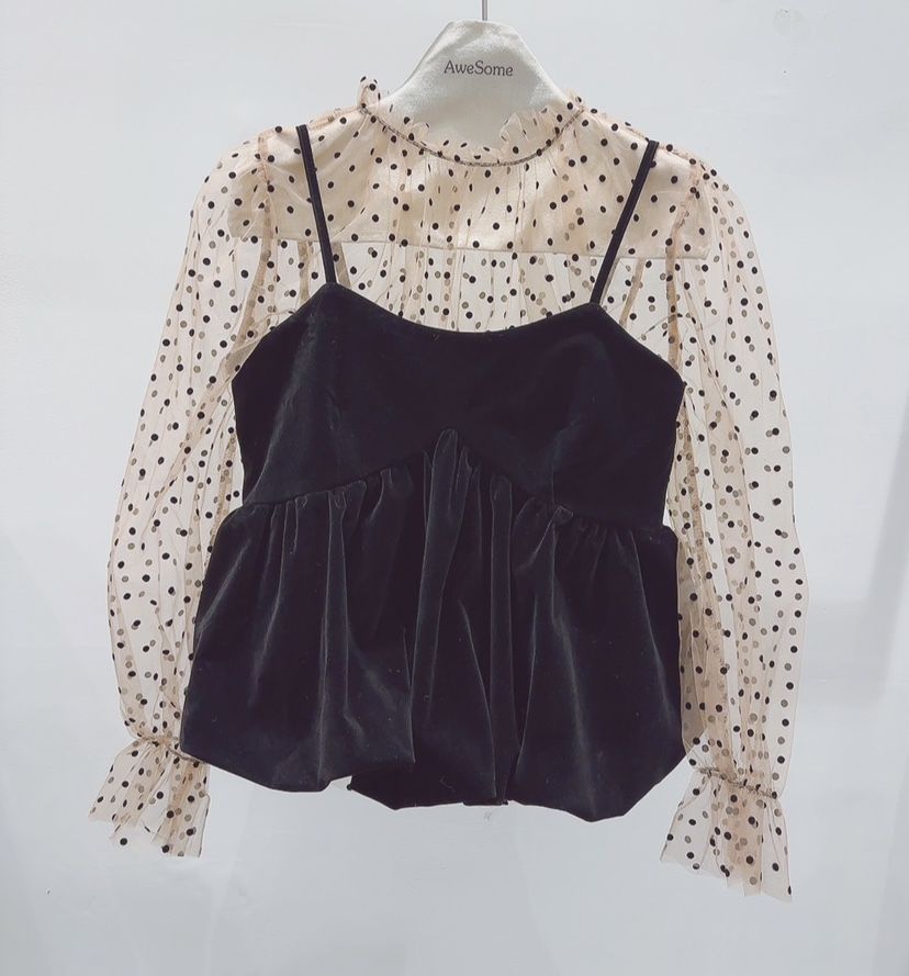 AWESOME-P韓國代購㊣女士新品熱賣時尚推薦套裝天鵝絨兩件套AWESOME-P套裝