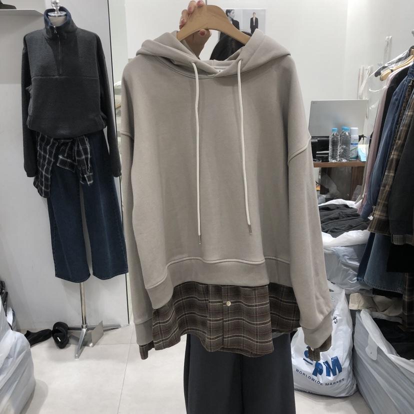 ANN MARGRET韓國代購㊣女士新品時尚衛衣加絨格紋GRETA.Y衛衣