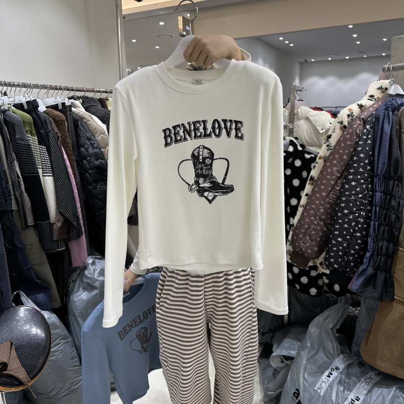 BENE韓國代購㊣女裝新品真品職業25秋冬時尚推薦休閑長袖T恤BENE長袖T恤