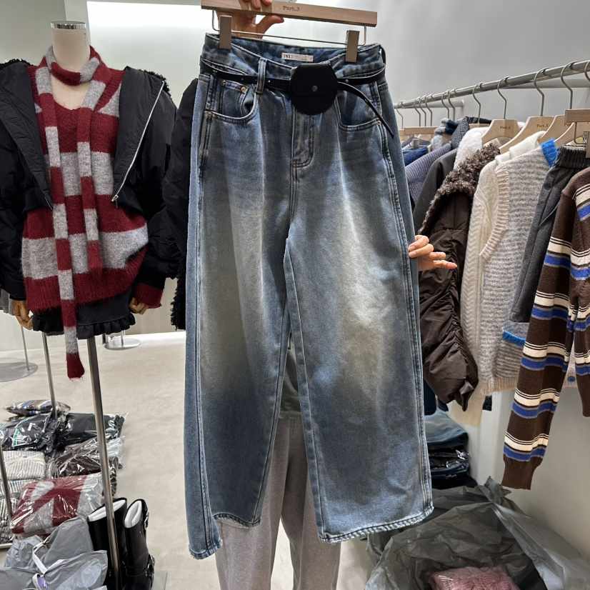 PART3東大門㊣代購女士新品人氣真品25秋冬牛仔褲不含腰帶拉絨Part.3牛仔褲