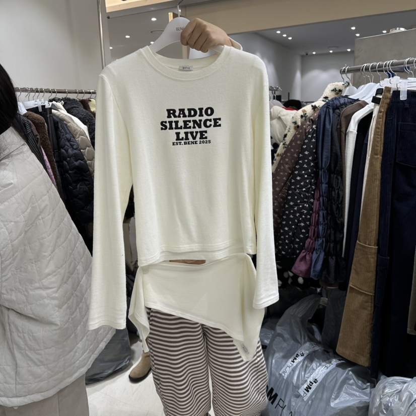 BENE東大門㊣實拍女士新品時尚25秋冬休閑推薦真品長袖T恤圍巾BENE長袖T恤