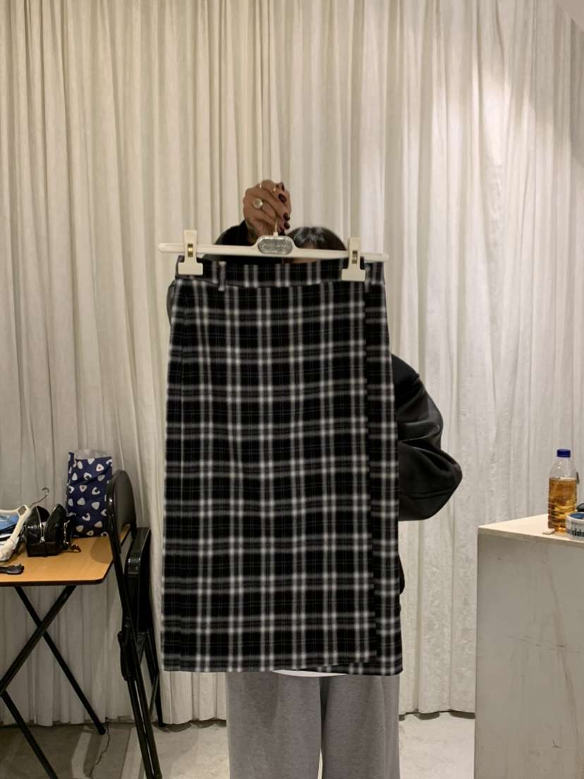 PAPERMOON東大門㊣實拍女士新款25秋冬真品半身裙中短裙格紋paper moon半身裙/中短裙