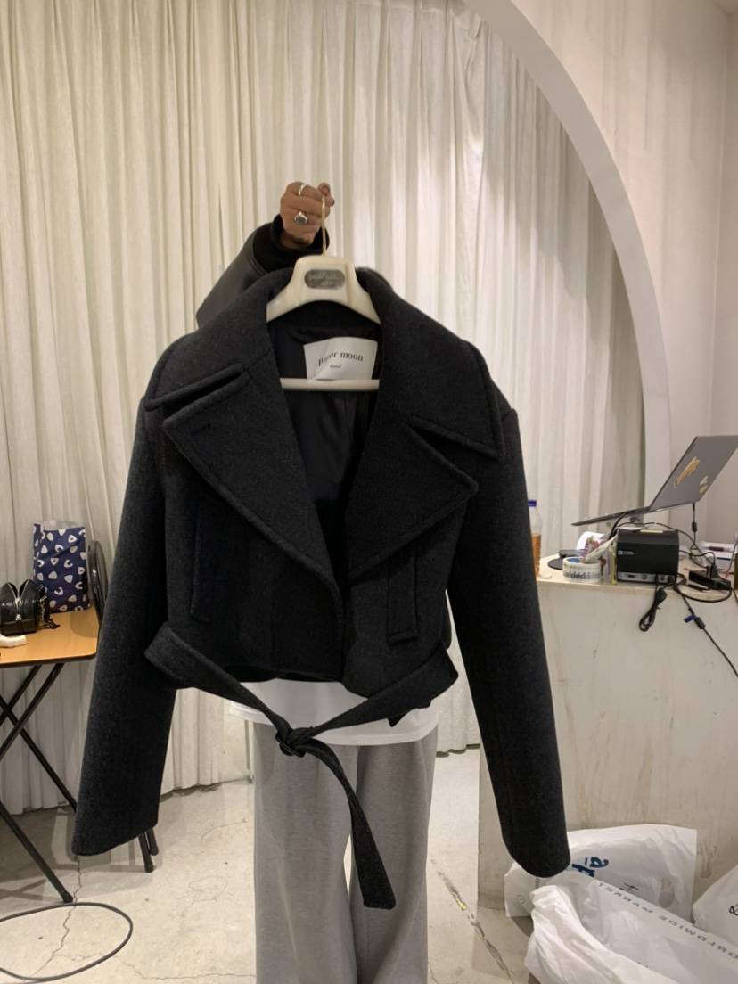 PAPERMOON東大門㊣直郵女裝新品25秋冬職業推薦人氣夾克腰帶paper moon夾克