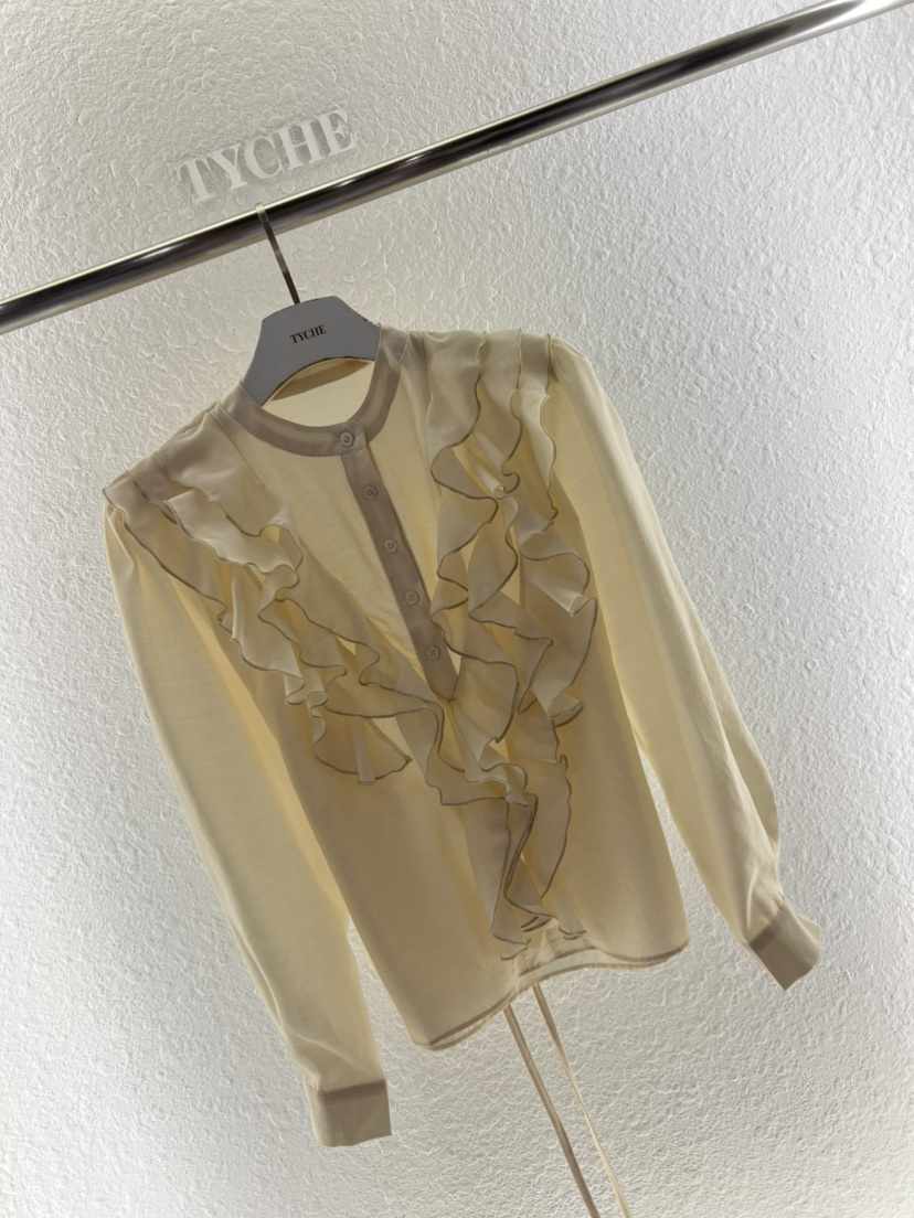 TYCHE東大門㊣代購女士新品熱賣推薦時尚25秋冬襯衫蕾絲衫褶皺TYCHE襯衫/蕾絲衫