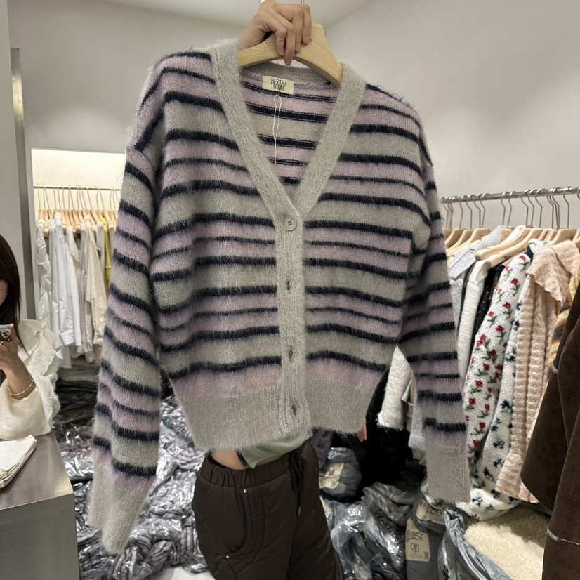 BERTHA東大門㊣代購女裝新品25秋冬時尚真品針織衫馬海毛開衫BERTHA針織衫