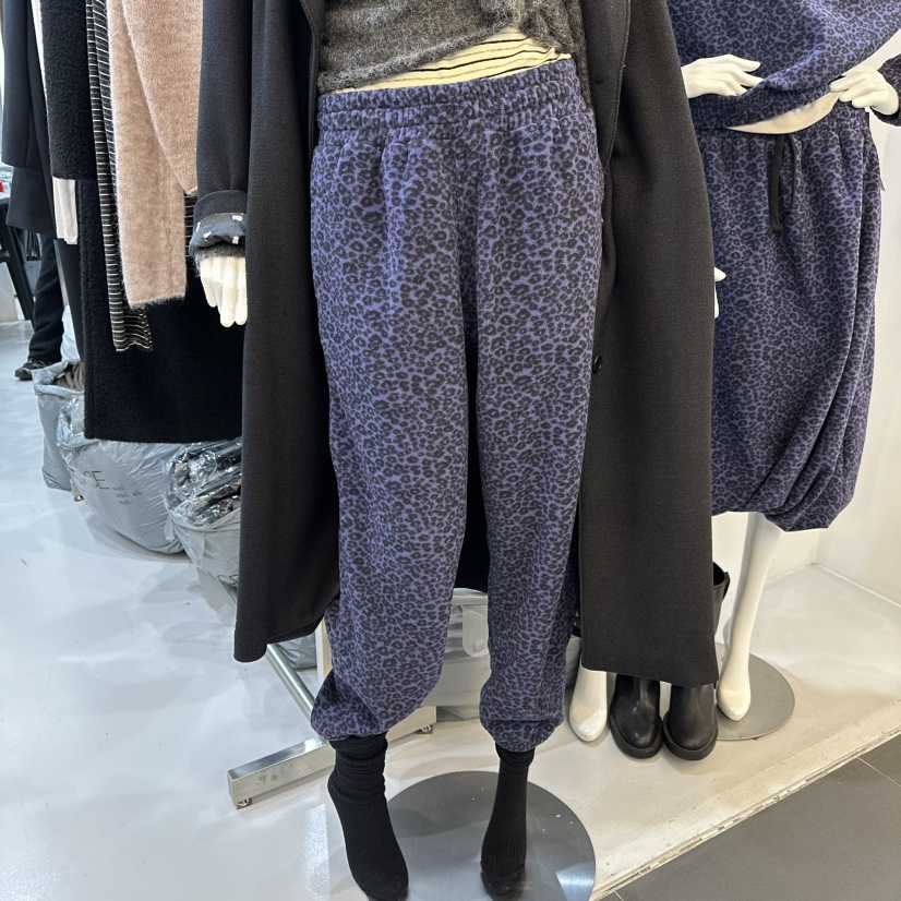 VISUAL SPACE東大門㊣代購女士新款人氣熱賣休閑褲加絨豹紋VISUAL SPACE休閑褲