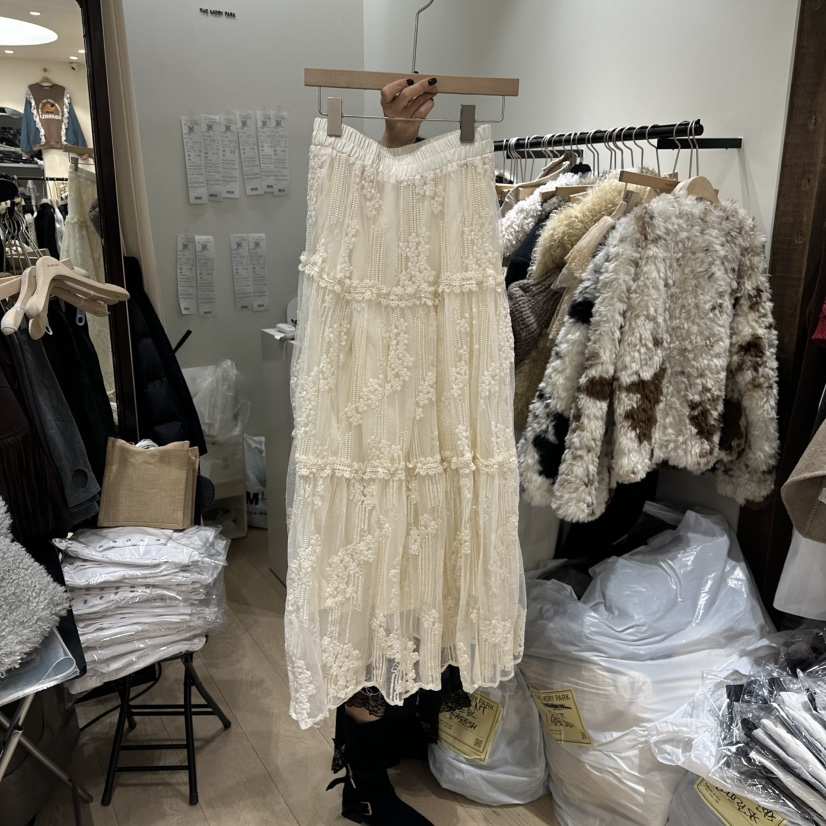 THEMORYPARK東大門㊣直郵女裝新款時尚休閑熱賣長裙花朵蕾絲THE MORY PARK長裙