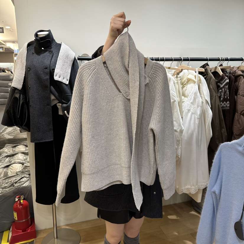 WINSOME韓國直郵㊣女士新款人氣推薦25秋冬職業針織衫含圍巾WINSOME針織衫